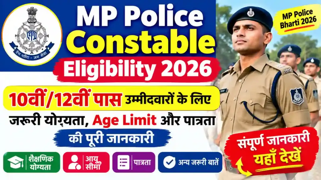 MP Police Constable Eligibility 2026: 10वीं/12वीं पास उम्मीदवारों के लिए जरूरी योग्यता, Age Limit और पात्रता की पूरी जानकारी