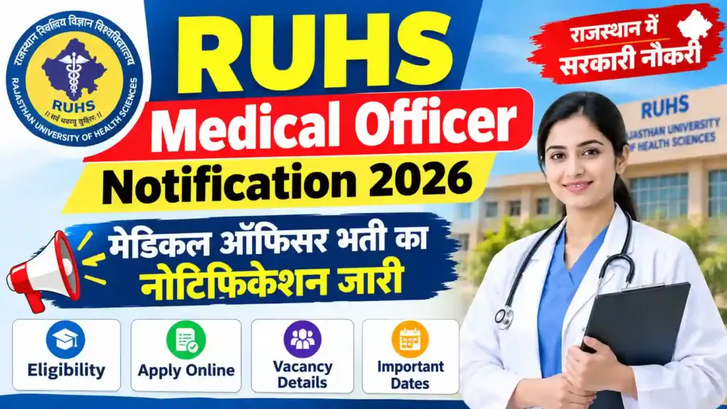 RUHS Medical Officer Notification 2026: मेडिकल ऑफिसर भर्ती का नोटिफिकेशन जारी, Eligibility & Apply Online