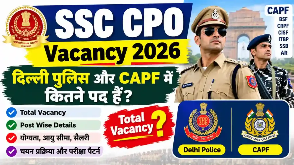 SSC CPO Vacancy 2026: दिल्ली पुलिस और CAPF में कितने पद हैं? जानें Total Vacancy, Post Wise Details और पूरी जानकारी